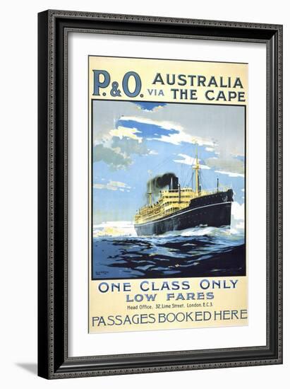 P. and O. Australia Via the Cape-null-Framed Giclee Print