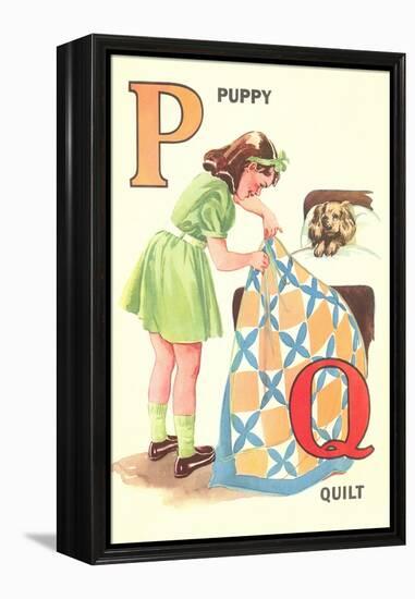 P for Puppy, Q for Quilt-null-Framed Stretched Canvas