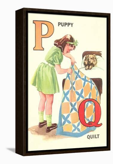 P for Puppy, Q for Quilt-null-Framed Stretched Canvas