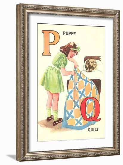 P for Puppy, Q for Quilt-null-Framed Art Print