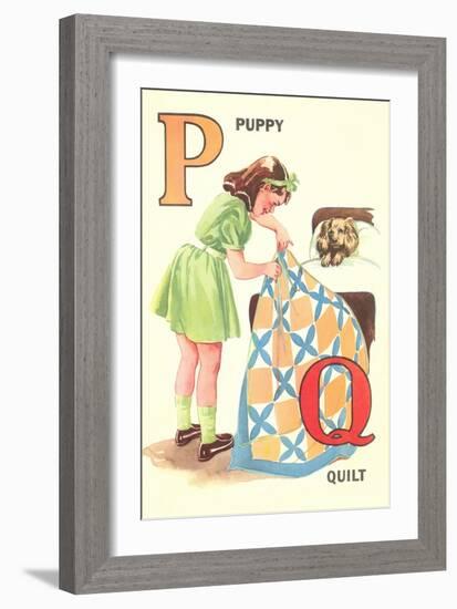 P for Puppy, Q for Quilt-null-Framed Art Print