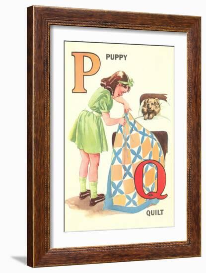 P for Puppy, Q for Quilt-null-Framed Art Print