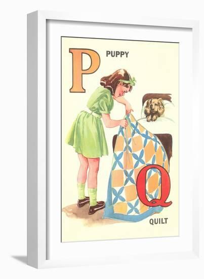 P for Puppy, Q for Quilt-null-Framed Art Print