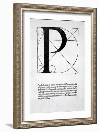 P, Illustration from 'Divina Proportione' by Luca Pacioli (C.1445-1517), Originally Pub. Venice,…-Leonardo da Vinci-Framed Giclee Print