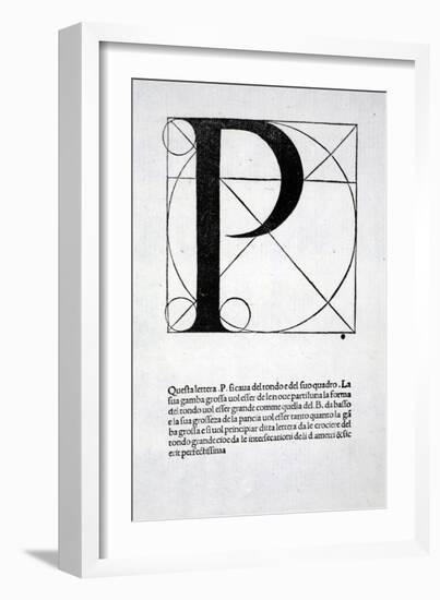 P, Illustration from 'Divina Proportione' by Luca Pacioli (C.1445-1517), Originally Pub. Venice,…-Leonardo da Vinci-Framed Giclee Print