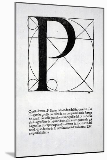 P, Illustration from 'Divina Proportione' by Luca Pacioli (C.1445-1517), Originally Pub. Venice,…-Leonardo da Vinci-Mounted Giclee Print