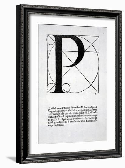 P, Illustration from 'Divina Proportione' by Luca Pacioli (C.1445-1517), Originally Pub. Venice,…-Leonardo da Vinci-Framed Giclee Print