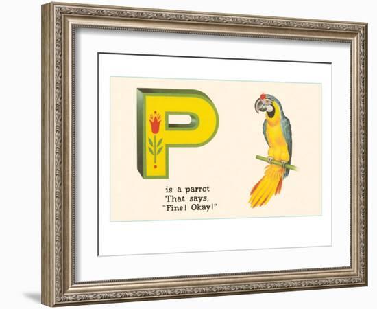 P is a Parrot-null-Framed Art Print