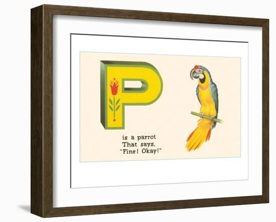 P is a Parrot-null-Framed Art Print