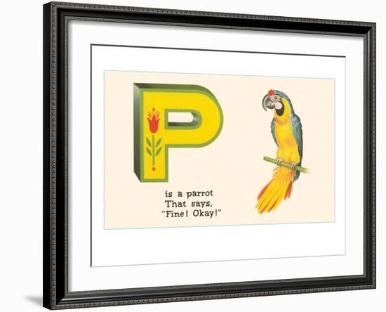 P is a Parrot-null-Framed Art Print