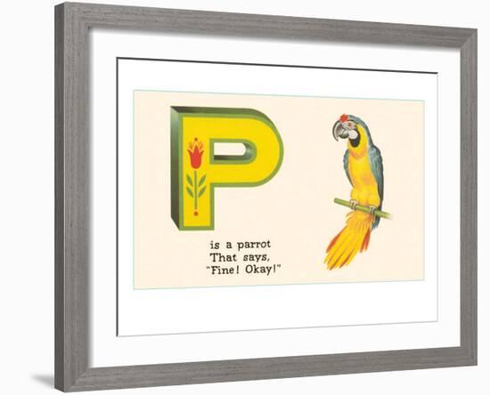 P is a Parrot-null-Framed Art Print