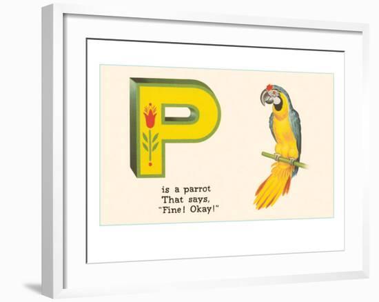 P is a Parrot-null-Framed Art Print