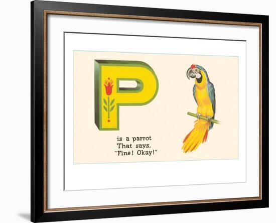 P is a Parrot-null-Framed Art Print