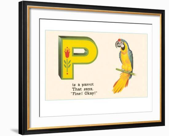 P is a Parrot-null-Framed Art Print