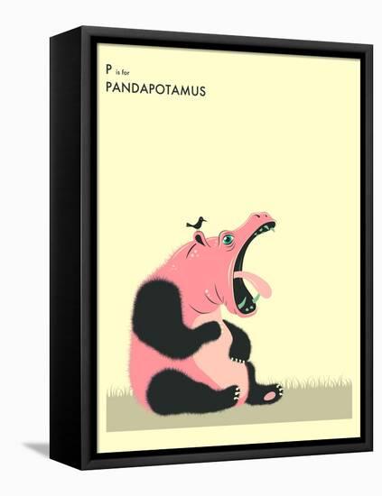 P is For Pandapotomus-Jazzberry Blue-Framed Stretched Canvas