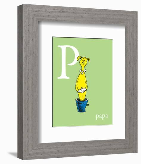 P is for Papa (green)-Theodor (Dr. Seuss) Geisel-Framed Art Print