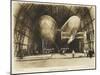 P2 and P3 Airship in a Hangar, Italian Propaganda Postcard, Italo-Turkish War-null-Mounted Giclee Print