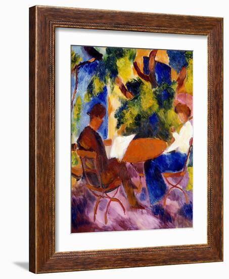 Paar am Gartentisch. Couple at the garden table-August Macke-Framed Giclee Print