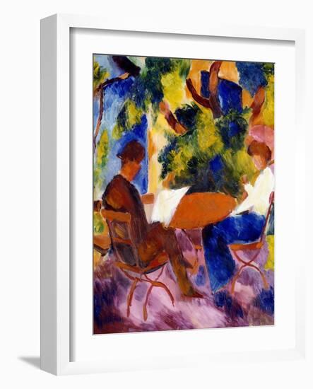 Paar am Gartentisch. Couple at the garden table-August Macke-Framed Giclee Print