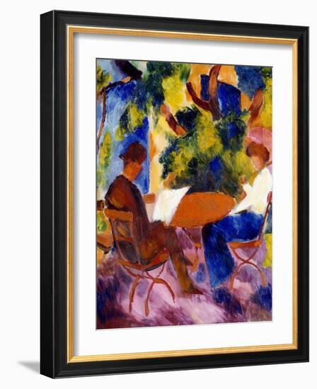 Paar am Gartentisch. Couple at the garden table-August Macke-Framed Giclee Print