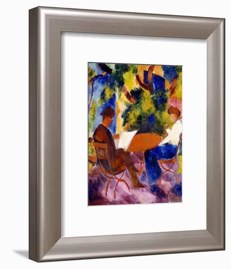 Paar am Gartentisch. Couple at the garden table-August Macke-Framed Giclee Print