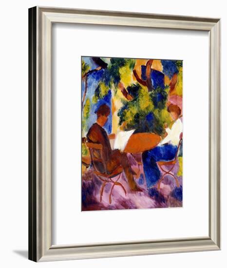 Paar am Gartentisch. Couple at the garden table-August Macke-Framed Giclee Print