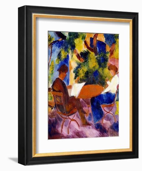 Paar am Gartentisch. Couple at the garden table-August Macke-Framed Giclee Print