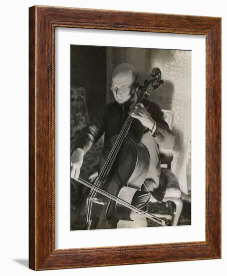 Pablo Casals, the Great Cello Player in His Home in Barcelona-null-Framed Premium Photographic Print