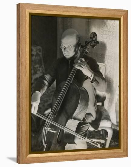 Pablo Casals, the Great Cello Player in His Home in Barcelona-null-Framed Stretched Canvas