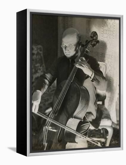 Pablo Casals, the Great Cello Player in His Home in Barcelona-null-Framed Stretched Canvas