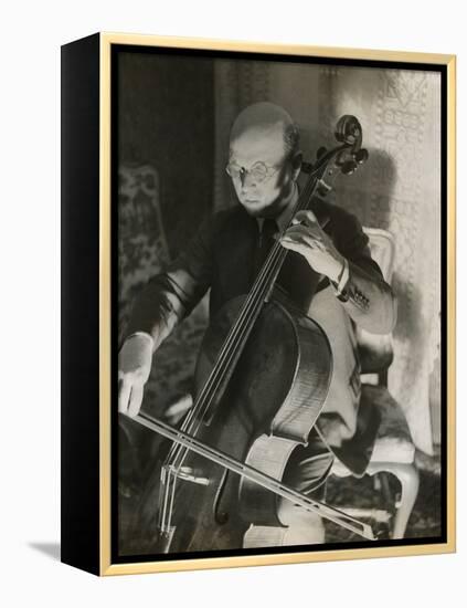 Pablo Casals, the Great Cello Player in His Home in Barcelona-null-Framed Stretched Canvas