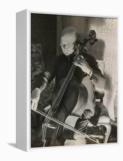 Pablo Casals, the Great Cello Player in His Home in Barcelona-null-Framed Stretched Canvas