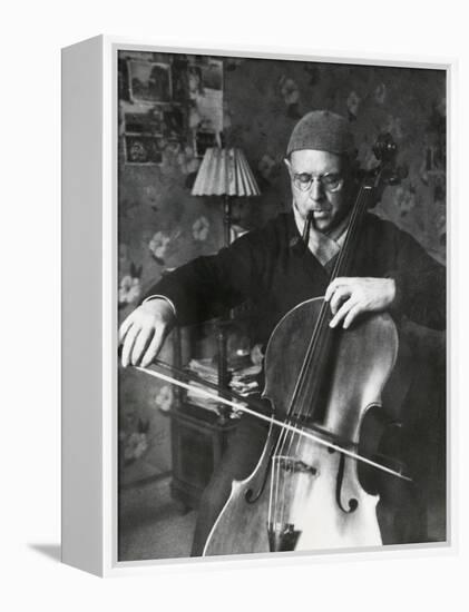 Pablo Casals, the Great Cello Player in His Home in Barcelona-null-Framed Stretched Canvas