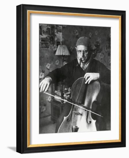 Pablo Casals, the Great Cello Player in His Home in Barcelona-null-Framed Photo