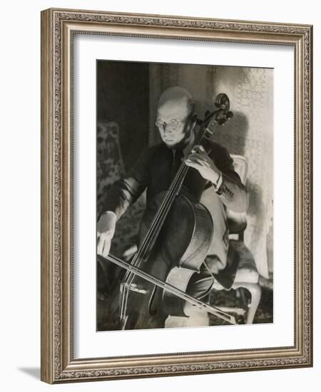 Pablo Casals, the Great Cello Player in His Home in Barcelona-null-Framed Photo