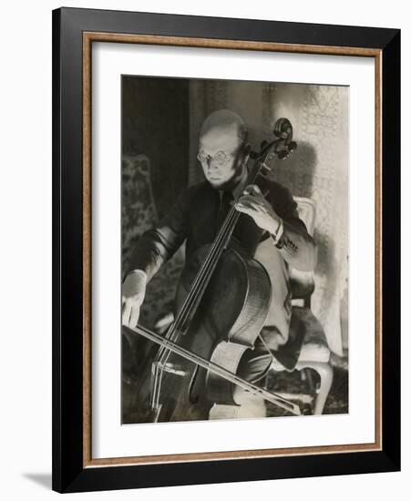 Pablo Casals, the Great Cello Player in His Home in Barcelona-null-Framed Photo