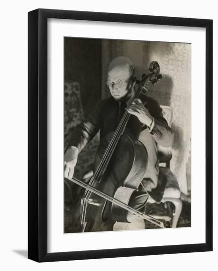 Pablo Casals, the Great Cello Player in His Home in Barcelona-null-Framed Photo