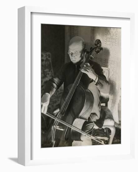 Pablo Casals, the Great Cello Player in His Home in Barcelona-null-Framed Photo