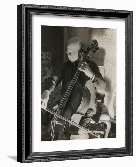 Pablo Casals, the Great Cello Player in His Home in Barcelona-null-Framed Photo