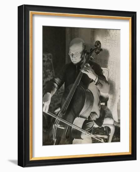 Pablo Casals, the Great Cello Player in His Home in Barcelona-null-Framed Photo