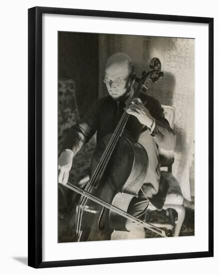 Pablo Casals, the Great Cello Player in His Home in Barcelona-null-Framed Photo