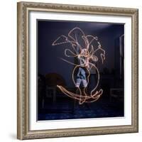 Pablo Picasso Drawing an Image Using a Light Pen-Gjon Mili-Framed Premium Photographic Print