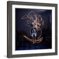 Pablo Picasso Drawing an Image Using a Light Pen-Gjon Mili-Framed Premium Photographic Print