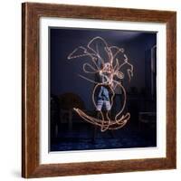Pablo Picasso Drawing an Image Using a Light Pen-Gjon Mili-Framed Premium Photographic Print