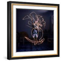 Pablo Picasso Drawing an Image Using a Light Pen-Gjon Mili-Framed Premium Photographic Print