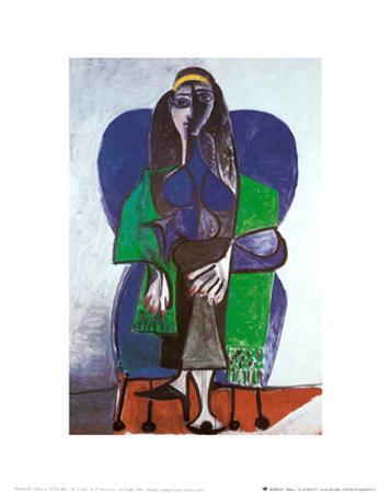 'Sitting Woman with Green Scarf' Art Print - Pablo Picasso | Art.com