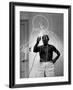 Pablo Picasso Using Flashlight to Make Light Drawing in the Air-Gjon Mili-Framed Premium Photographic Print