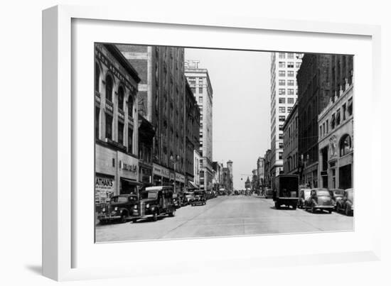 Pacific Avenue in Tacoma, WA Photograph - Tacoma, WA-Lantern Press-Framed Art Print