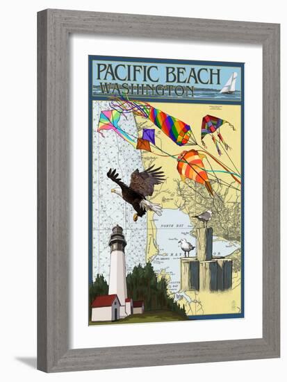 Pacific Beach, Washington - Nautical Chart-Lantern Press-Framed Art Print