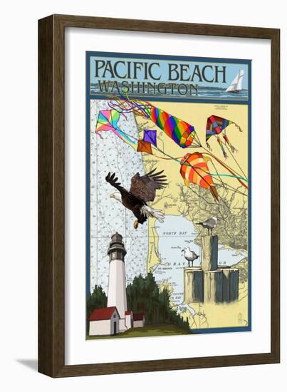 Pacific Beach, Washington - Nautical Chart-Lantern Press-Framed Art Print